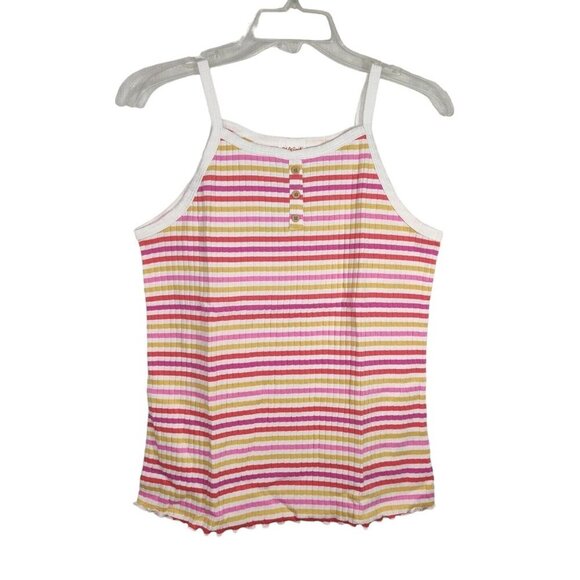 Cat and Jack Ribbed Pink Stripe Tank Top Girls Size XXL 18 PLUS NEW - Picture 1 of 5